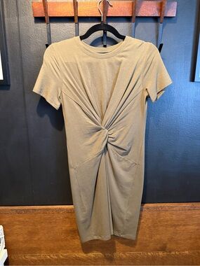 Theory Olive Twist-Detail Midi Dress